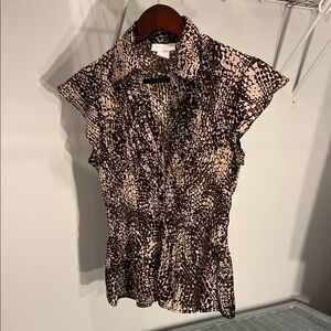 Brown and Cream Women's Top